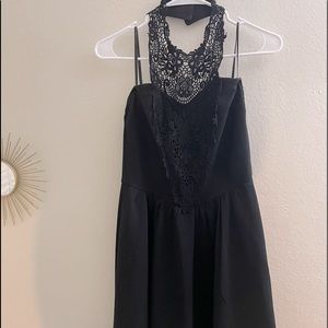 Black dress with beautiful lace neck detail